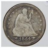 1854 Seated Liberty Silver Quarter with arrows