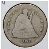 1877 S Seated Liberty Silver Quarter