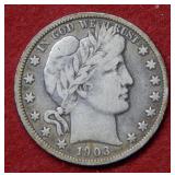 1903 S Barber Silver Half