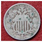 1866 Shield Nickel with Rays