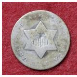 1851 Silver Three Cent Piece