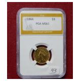 1866 US Gold $3 Coin ***