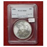 1886 Morgan Silver Dollar PCGS MS64
