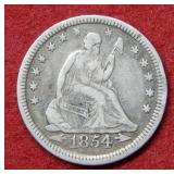 1854 Seated Liberty Silver Quarter