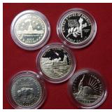 Five Assorted Commemorative Half Dollars