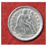1853 Seated Liberty Silver Dime with arrows