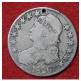 1826 Bust Silver Half - with a hole