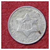 1852 Silver Three Cent Coin