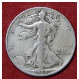 1938 D Walking Liberty Silver Half