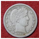 1912 Barber Silver Quarter