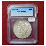1924 S Peace Silver Dollar ICG MS61
