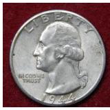 1944 D/D Washington Silver Quarter