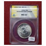 1952 Washington/Carver Silver Half ANACS MS63