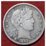 1898 S Barber Silver Half