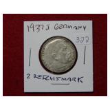 1937 S Germany 2 Reichsmark Coin