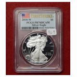 2018 W Silver Eagle 1oz PCGS PR70 DCAM
