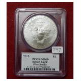 2013 Silver Eagle 1oz PCGS MS69 first strike