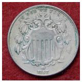 1867 Shield Nickel with rays