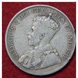 1917 Canada Silver Half Dollar Coin