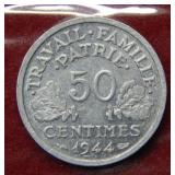 1944B France 50 Centimes Coin