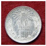 1933 Mexico Silver 10 Centavos Coin