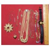 Lot of Jewelry - watch, necklaces and Avon Broach