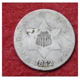 1852 Silver Three Cent Coin