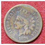 1876 Indian Head Cent with bend