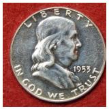 1953 Franklin Silver Half Dollar Coin