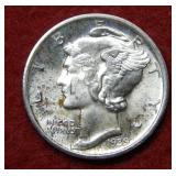 1939 D Mercury Silver Dime - Full Split Bands