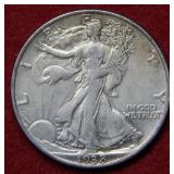1938 Walking Liberty Silver Half Dollar
