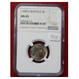 1938 D Buffalo Nickel NGC MS65