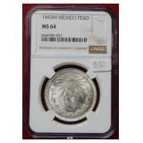1943M Mexico Silver Peso NGC MS64