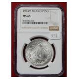 1944M Mexico Silver Peso NGC MS65