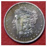 1884 O Morgan Silver Dollar - multicolor toning