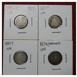 1891 O-1884 S-1857-1874 Seated Liberty Dimes