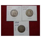 1856-1857 O-1890 Seated Liberty Silver Quarters