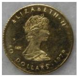 1979 Canada 14KT Gold 1/100 oz $50