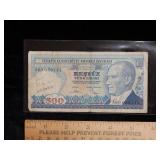 1970 Turkey 500 Note