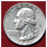 1955 D/D Washington Silver Quarter
