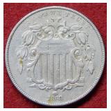1868 Shield Nickel Coin
