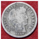 1899 S Barber Silver Dime