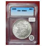 1889 Morgan Silver Dollar ICG MS64