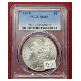 1885 O Morgan Silver Dollar PCGS MS65
