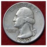 1943 Washington Silver Quarter - Double Die Date