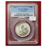 1936 Cleveland Silver Comm Half PCGS MS66