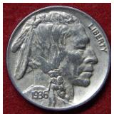 1936 Buffalo Nickel - cleaned
