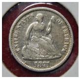 1871 Seated Liberty Silver Half Dime