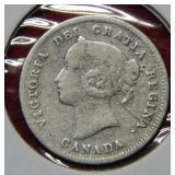 1875 H Canada Silver Five Cent Coin