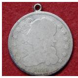1835 Bust Silver Quarter with a Loop and Grafitti